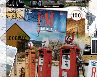 Timeless Treasures- CD1467- Route 66- Collage