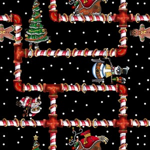 QT Fabrics-28903-J Pipes de Noël steampunk en sucre d&#39;orge