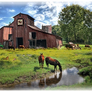 Hoffman Fabrics U5070-83 Sun up to Sundown Barn