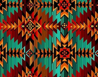 Manta del suroeste color verde azulado Aztec West C3857 de Timeless Treasure