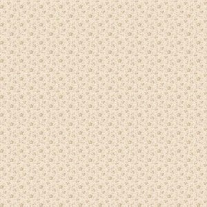 Könnte beinhalten: Nahtloses Muster mit sich wiederholendem floralen Design. Der Hintergrund ist hellbeige, mit kleinen Blüten und Blättern in gedämpften, graubraunen Farbtönen. Der Gesamteindruck ist weich und vintage.