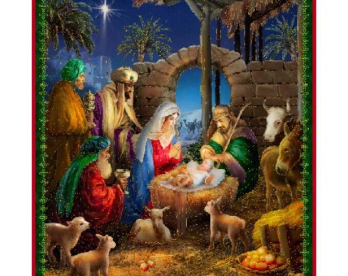 QT Fabric Born in Bethlehem Nativity Panel 179 Etsy