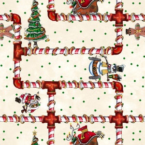 QT Fabrics-28903-E Pipes de Noël steampunk en rotin de Noël