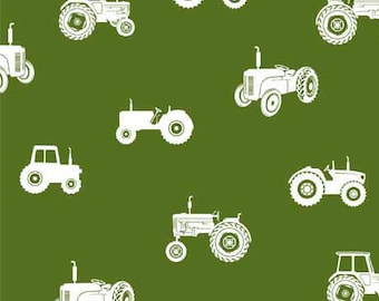 QT Fabrics Green Tractors 1649-29377 F Red Barn Farm Collection