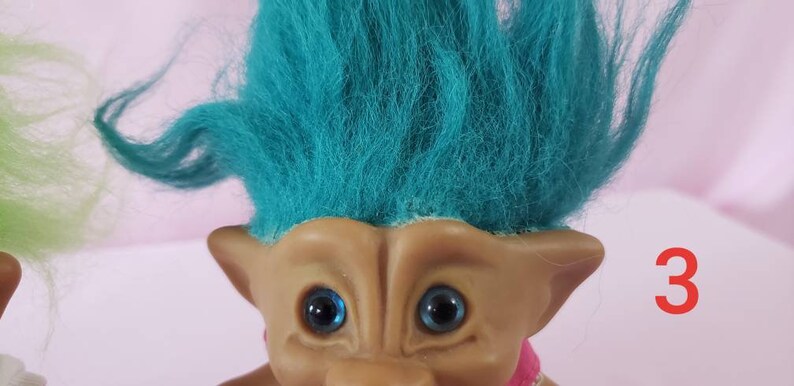 Vintage 80s Treasure Troll Dolls Green Blue Hair Treasure | Etsy
