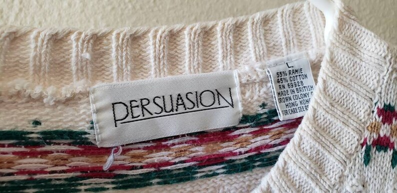 Oversize Chunky Button Up Sweater Cream 90s Striped Cardigan Sweater Womens Size Large Thick Cozy Striped Sweater with Floral Pattern