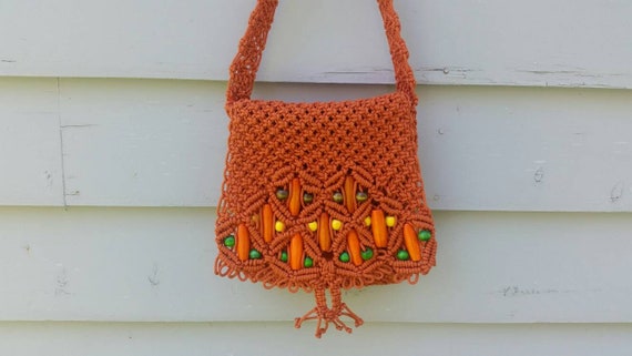 vintage macrame purse