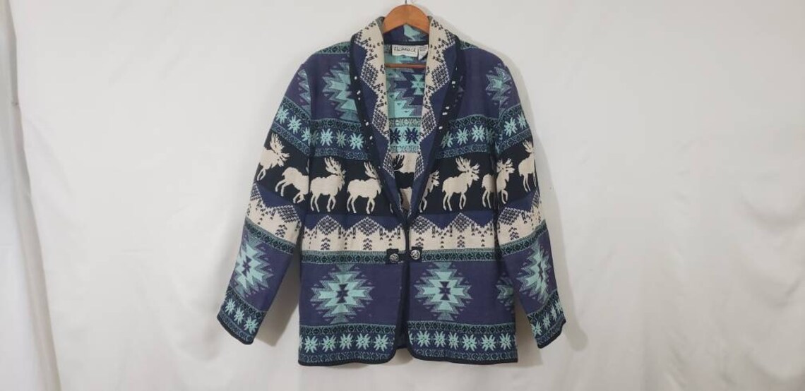 Vintage Western Tapestry Jacket Size Large Moose Mountain | Etsy