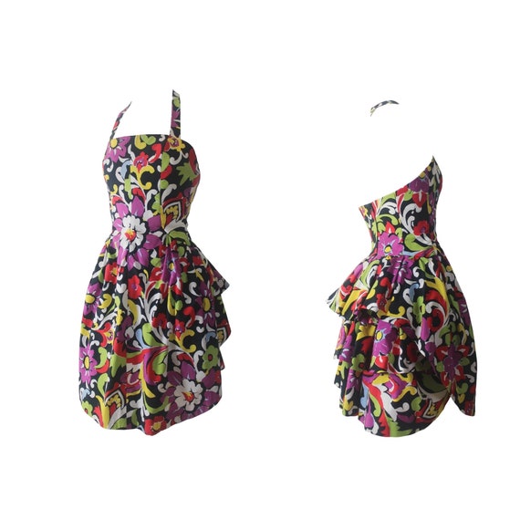 Christian LaCroix Floral Print Bustier Dress
