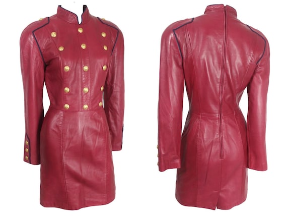 North Beach Leather Michael Hoban Red Leather Dres
