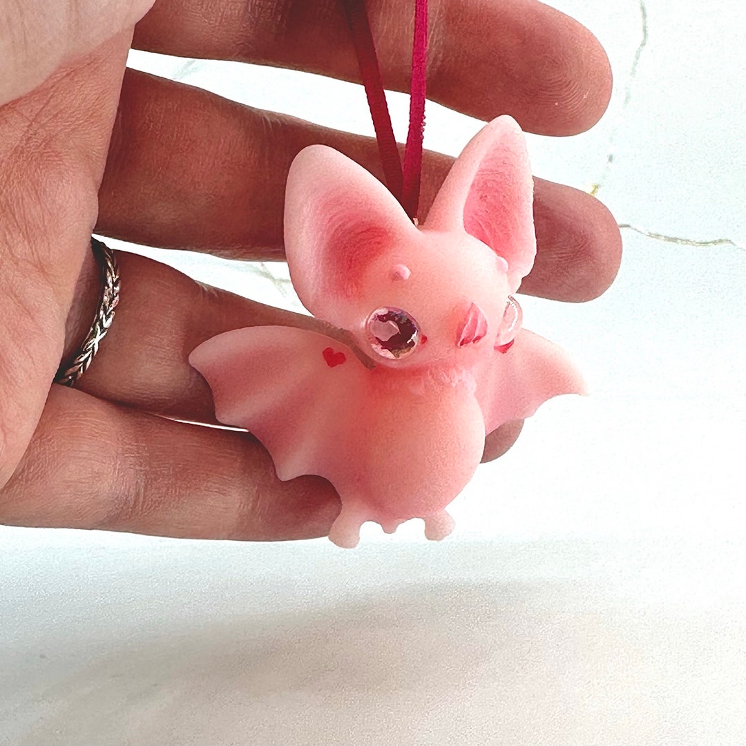 Pink Small Bat Pink Pastel Bat With Pink Glitter Confetti Eyes - Etsy