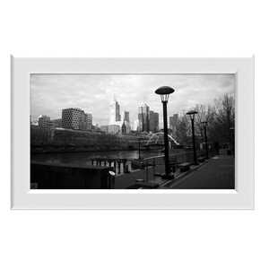 Digital Photo - Melbourne b+w - Victoria Australia City Skyline South Bank Yarra River