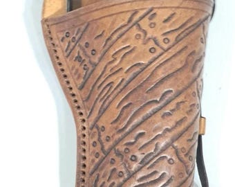 Wood plank Leather Holster for .22LR Heritage Rough Rider / Ruger Single Six Revolver 4.75 inch barrel / Ruger Wrangler