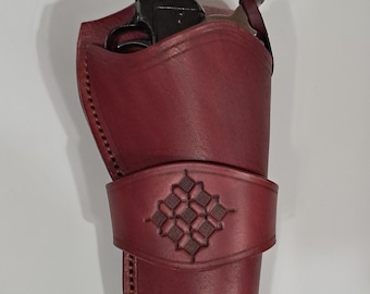 Cherry Leather Holster for .22LR Heritage Rough Rider / Ruger Single Six Revolver/ Ruger Wrangler 4.75 inch barrel