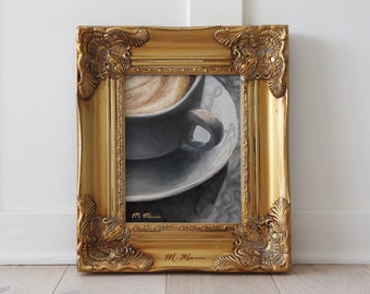 Oat Milk Latte, Oil Painting by M. Marcia | Fine Art Print