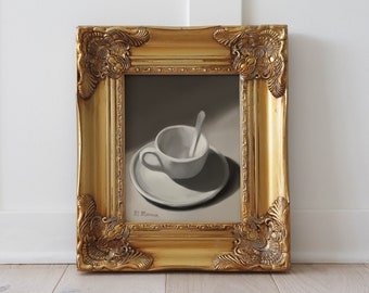 Morning Coffee Cup, Oil Painting by M. Marcia | Fine Art Print