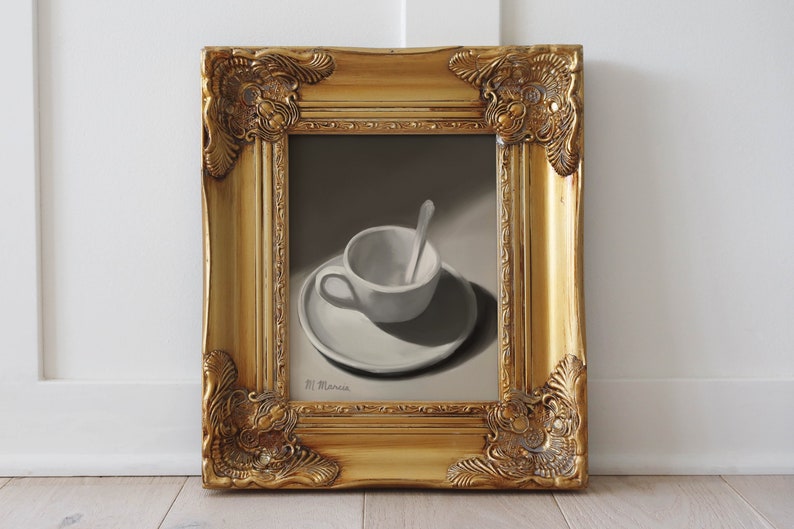 Morning Coffee Cup, Oil Painting by M. Marcia Fine Art Print image 1