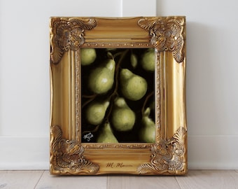 Fresh Pears, Oil Painting by M. Marcia  | Fine Art Print