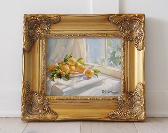 Limoni alla finestra Dipinto di M. Marcia / Stampa d'arte