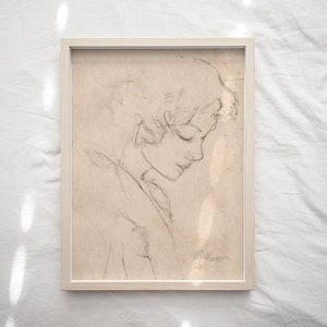 Female Portrait Sketch by M. Marcia Fine Art Print image 1