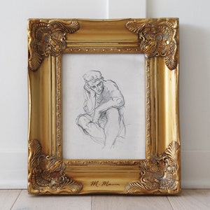 Male Figure Sketch in Charcoal by M. Marcia Fine Art Print image 5