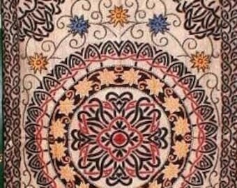 Celtic Sunflower Print Curtain - Single Panel, Irish Window Cover, Renaissance Festival Wall Hanging, 100% Cotton Welsh Decoration