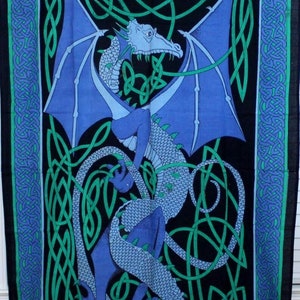 Blue Celtic Dragon Curtain Single Panel Irish Window Cover - Etsy