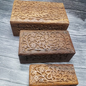 Levensboom hout Keltische boxset, Ierse houten kist, Welsh aandenken, handgegraveerde magie, heks tarotkaart, Wicca, Pagan, Small, Med, Large