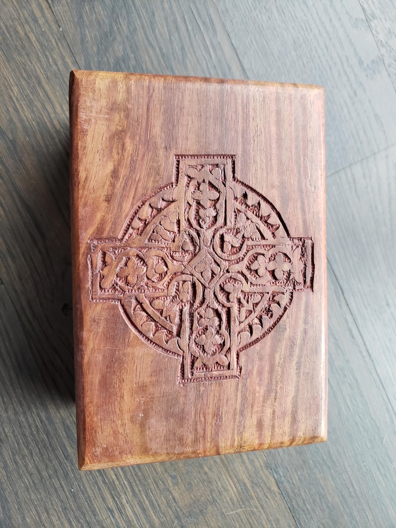 Celtic Cross Wood Celtic Box Irish Wooden Box Renaissance Etsy