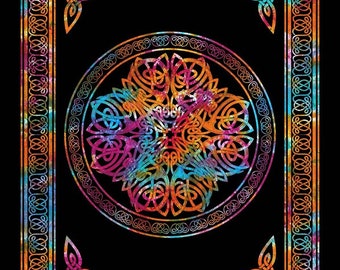 Arazzo con nodo circolare celtico tie-dye, copriletto singolo irlandese, arazzo da parete per festival rinascimentali, tovaglia gallese, decorazione in 100% cotone