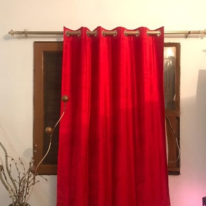 Pair of Red Velvet Grommet Curtains, Eyelet, Bedroom Velvet Curtains, Living Room Velvet Curtains, Custom Curtains