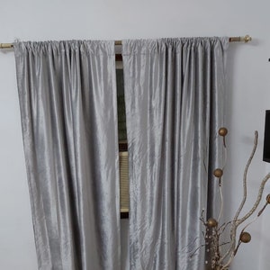 Silver Grey Luxury Velvet Curtains 7.5ft W (90&quot;) by 7.5ft H (90&quot;) Drapes -Add Free 2PC Velvet Euro Sham from the listed size