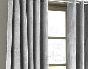Grey Velvet Curtains Etsy