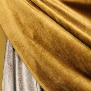 Luxury Quality GOLD 100% Cotton Velvet Fabric for Upholstery Heavy Weight Thick Curtain Drapery Material Sold as 2 Yard 54 inch Wide