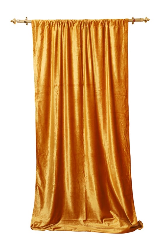 Gold Velvet Curtain Made From 100 Cotton Velvet Heavy Thick Etsy