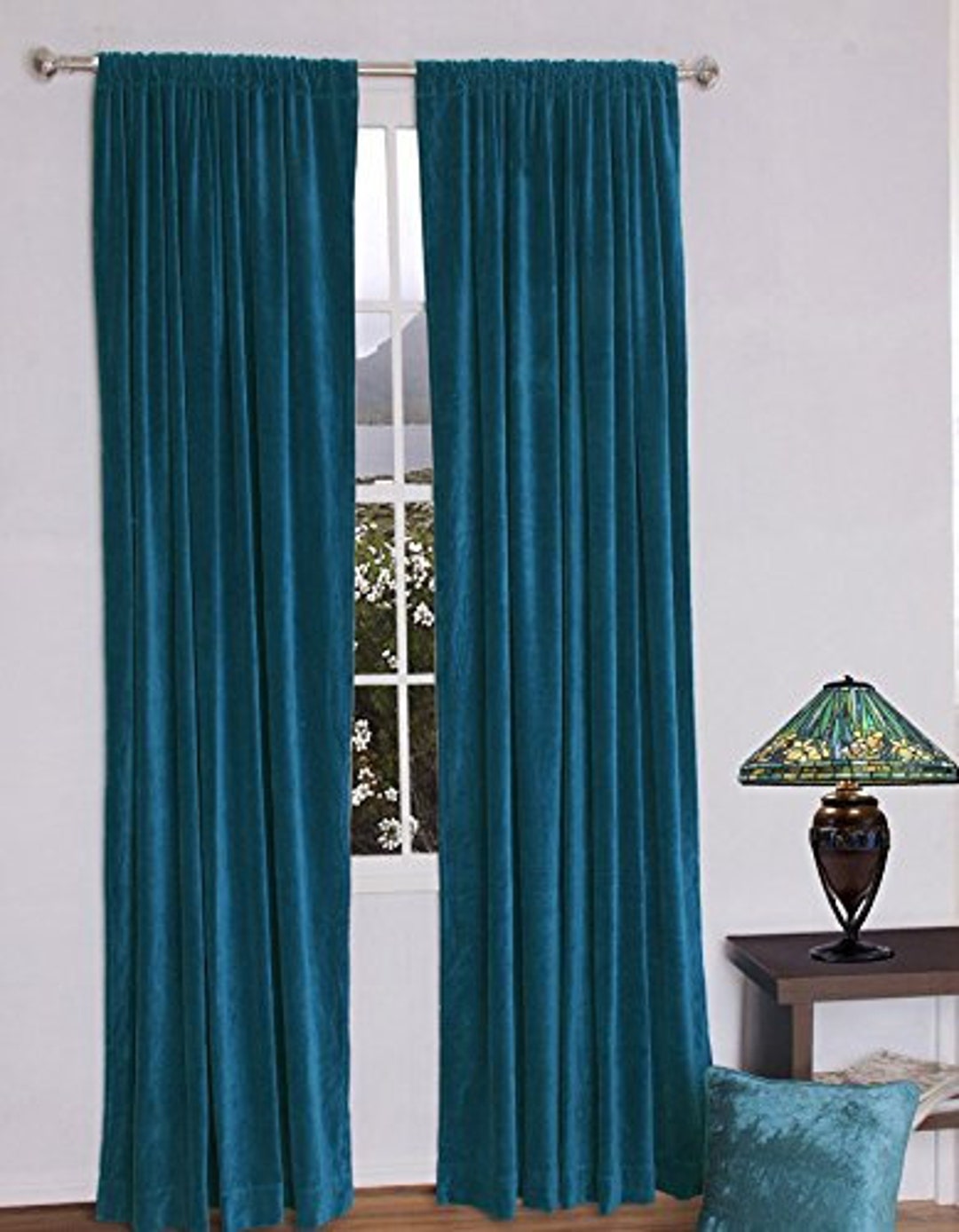 Teal Velvet Curtain Made From 100 COTTON VELVET Heavy Thick Blackout