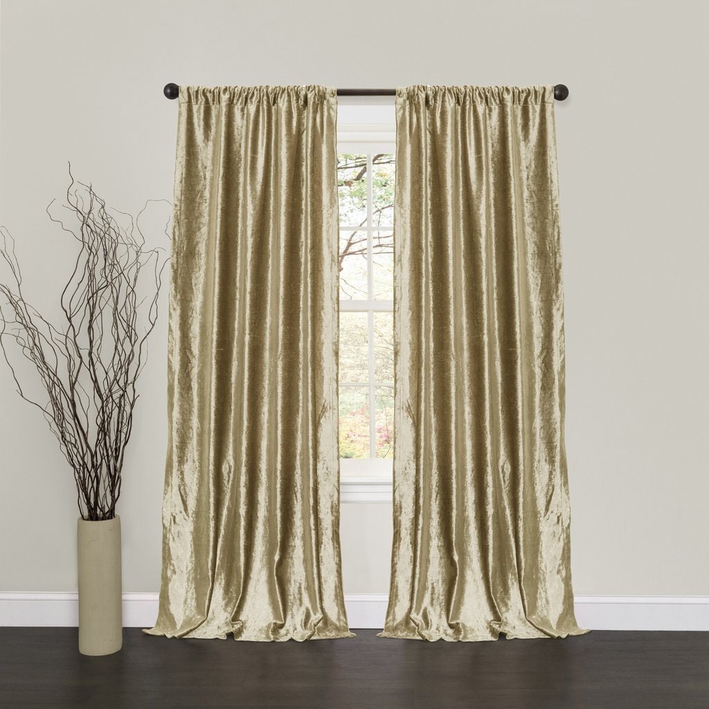 Pair of Velvet Curtain champagne Gold Heavy Thick Blackout Curtain