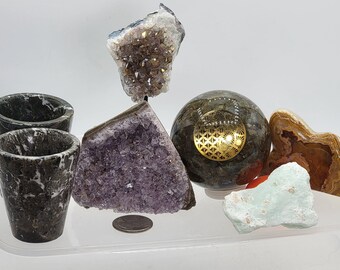 Crystal Bundle Amethyst Labradorite Onyx Shot Glasses Gifts for Him Her Mother Father Best Friend Christmas Stocking Stuffers