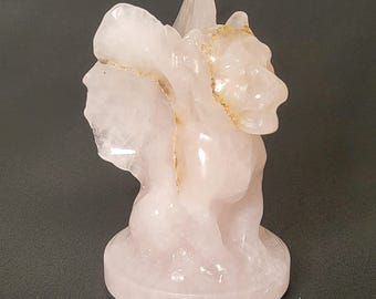 Rose Quartz Dragon Gargoyle Carved Figurine Gift for Mom Dad Best Friend