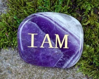Amethyst "I AM" Affirmation Pocket Palm Bra Stones