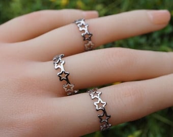Stainless Steel Star Rings - Choose Your Size 4-8 Eternity Band Astrology Gifts Stocking Stuffers