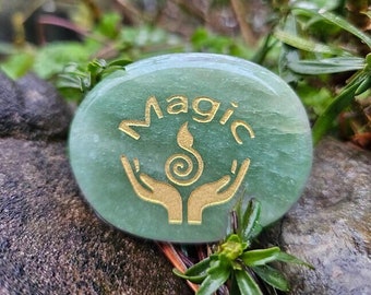 MAGIC Pocket Palm Word Stone in Green Aventurine Valentine's Day Gifts Witches Stone