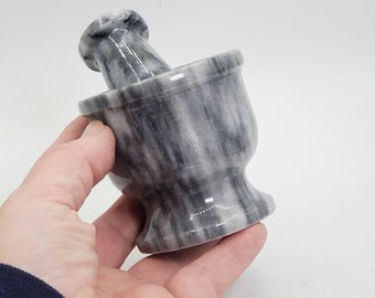 2 1/2" Tall Grey Marble Mortar & Pestle