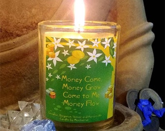 Money Spell Jar Candle! Cinnamon Vetiver Honeysuckle Bergamot Spells Rituals Wiccan Pagan Mother Sister Best Friend