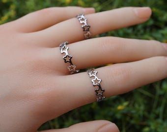 Stainless Steel Star Rings - Choose Your Size 4-8 Eternity Band Astrology Gifts Stocking Stuffers