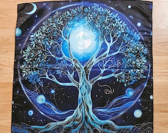 Moon Tree of Life Altar Cloth - Best Seller! Birthday Gift for Mom, Wicca, Pagan, Wiccan, Gifts, Home Decor Moon Stages