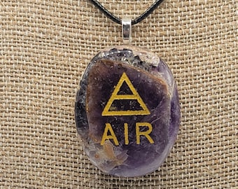 AMETHYST AIR Elements Stone Pendant Necklace Gift for Mom Sister Best Friend Dad Brother Father