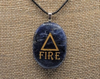 LAPIS FIRE Elements Stone Pendant Necklace Gift for Mom Sister Best Friend Dad Brother Father