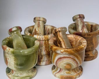 3" Onyx Mortar and Pestles Natural Onyx Kitchenware Herb Grinder Gift for Her Him