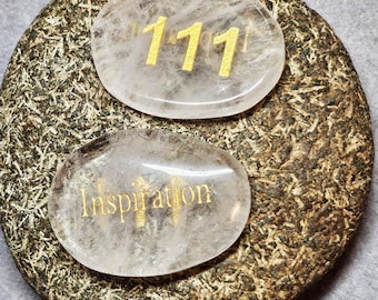 111 in Clear Quartz Palm Stone - Inspirational Gift